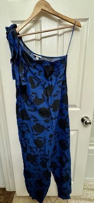 Kate Spade X Target Women Size 12 Floral One Shoulder Linen Blend Jumpsuit Blue - Image 1 of 2