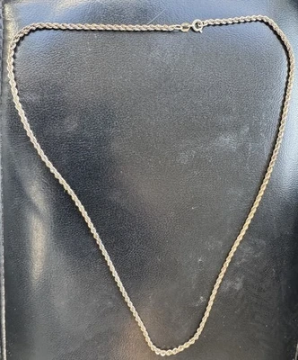 "Collar de cadena de cuerda de plata de ley de 2 mm de 20"" de largo 7,8 gramos de Danecraft" Foto 1 de 4