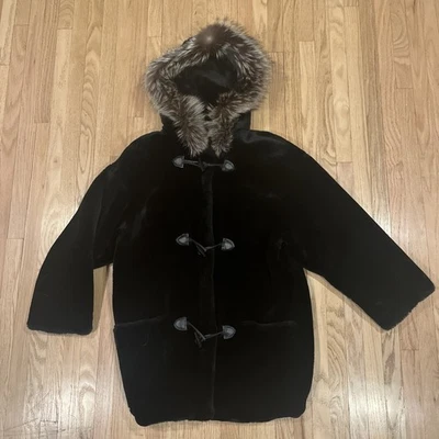 Abrigo De Colección J Percy Marvin Richards Negro Imitación Piel Mediano Pequeño Con Capucha Talla Grande Foto 1 de 4