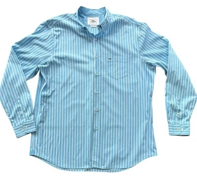 Camisa abotonada a rayas azules y blancas Lacoste para hombre 100 % algodón 46 ¡Excelente! Foto 1 de 4
