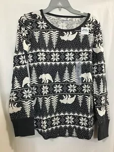 Old Navy Soft Thermal Knit Tee Shirt Women Pajama Top Long Sleeve Fair Isle M - Picture 1 of 5