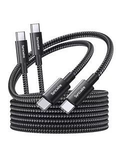 SYNCWIRE USB C to USB C Cable, 6.6ft 2 Pack Nylon Braided USB C Charger... - Picture 1 of 3