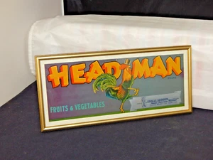 CABEZA DE GALLO VINTAGE DE FRUTAS Y VERDURAS ENMARCADA Y ENMARAÑADA PROFESIONALMENTE - Imagen 1 de 4