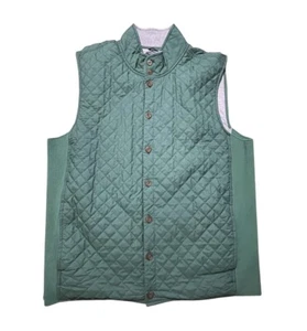 Fairway & Greene The Natural Vest Mens XXL Green Quilt Button Cashmere Blend Lin - Picture 1 of 7