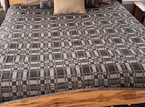 New Primitive Colonial Tan BLACK QUEEN COVERLET Bedspread Cover - Image 1 of 1