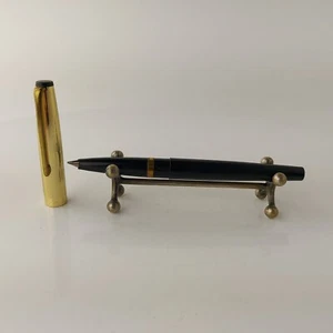 MHS 500 Vintage Füllfederhalter schwarz Kunststoff Goldrand Kolbenfüller DDR 60er #5827 - Bild 1 von 16