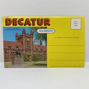 Vintage Illinois Old Souvenir Booklet Postcard Folder Decatur IL - Picture 1 of 7