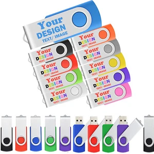 Custom Logo USB 2.0 Flash Drive 50Pack Personalized Engraved Thumb Drive - Afbeelding 1 van 13