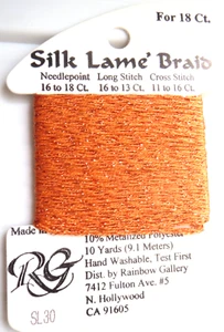 Rainbow Gallery ~ Silk Lame' Braid ~ Metalized Needlepoint Thread ~ SL30 Orange - Picture 1 of 3