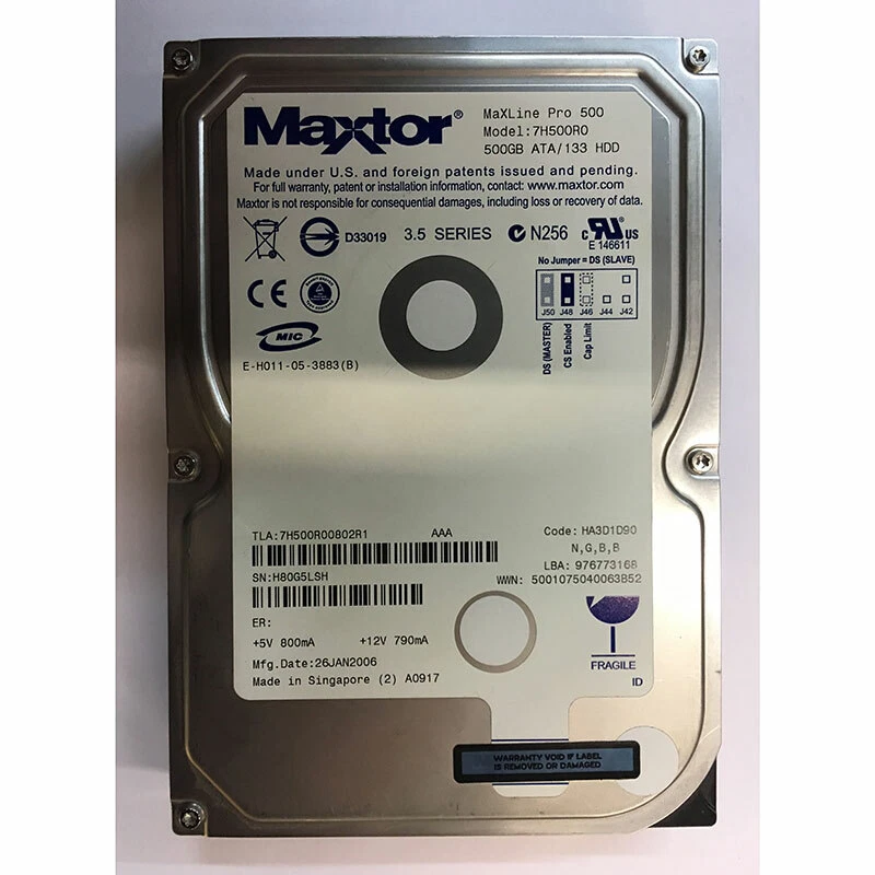 7H500R0 - Maxtor 500GB 7200 RPM IDE 3.5" HDD - Image 1 of 1