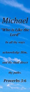 Marcador de significado de nombre de Michael ""Who is Like the Lord"" con verso y borla - Imagen 1 de 2