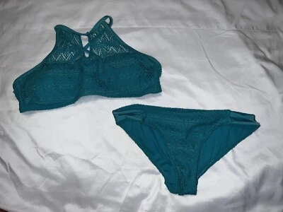 Traje de baño bikini con tiras halter y2K cuello alto parte inferior talla S OP talla M Foto 1 de 4