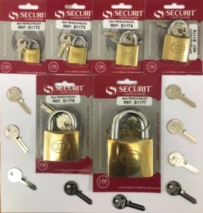 20mm - 63mm, Securit, Tricircle, Brass Padlock, C/W Your Choice Of Keys. - Picture 1 of 7