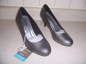 Comfort Plus by Predictions Kasey Round Toe Silver & Grey Mettallic Pump Size 10 - Picture 1 of 10