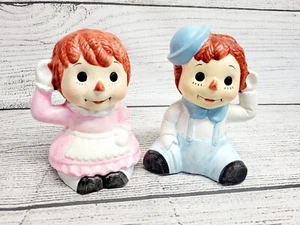 Vintage Two Piece Set Raggedy Ann & Andy Coin Bank Taiwan Piggy Bank - Picture 1 of 6