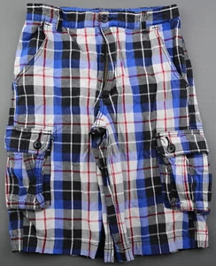 Boy's Faded Glory Plaid Cargo Shorts Adjustable Waistband Cotton Size 16 (26x10) - Picture 1 of 7