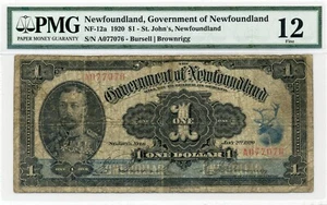 1920 $1 Government of Newfoundland - Fine, PMG F12 - Picture 1 of 2