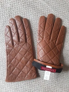 New Merona Genuine Leather Quilted Tan Gloves L/XL Large/X-Large Wrist Women's - Picture 1 of 24