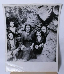 WWII People of San Pietro Emerge from Caves after Battle Official Archive Photo - Picture 1 of 3