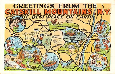 Large Letter Greetings from Catskill Mountains, New York NY Postcard Copy - Image 1 of 2
