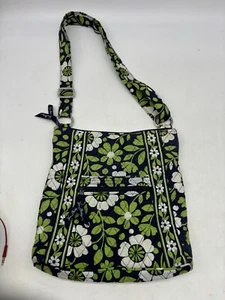 Vera Bradley Lucky You Crossbody Handbag Purse 11"x10.5” Green White Blue Floral - Picture 1 of 9