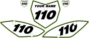 Kawasaki KLX110/L 2010-2021 Pre-Printed White Backgrounds Green Pro Pinstripe - Picture 1 of 3