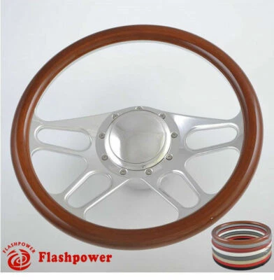 14'' Billet Steering Wheels Woodgrain Bronco F150 Mercury Capri Lincoln - Image 1 of 4