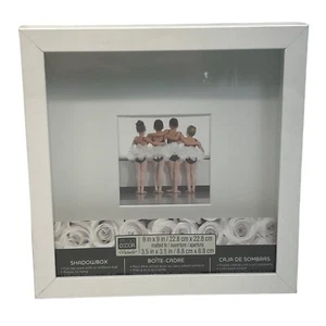 White Shadowbox Michaels Studio Decor 9 Inch Square Matted 3.5" x 3.5" - Picture 1 of 6