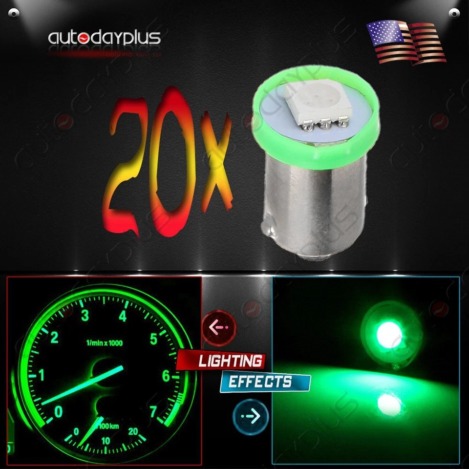 20pcs BA9S 1895 LED Bulb Green Instrument Gauge Cluster Panel Dashboard Light - Изображение 1 из 4