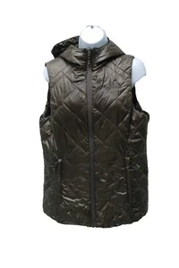Gerry Women's Reversible Packable Hooded Down Puffer Vest, Dark Olive, M - Picture 1 of 10