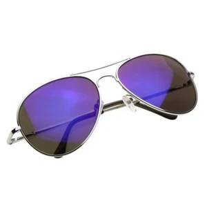 FOSTER GRANT SILVER FRAME WITH PURPLE MIRRORED LENS AVIATOR SUNGLASSES NS1217  - Picture 1 of 4