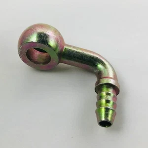 Manguera de 3/8"" Barba de identificación x 14 mm o 9/16"" Banjo Acero 90 Grados Codo L-iD - Imagen 1 de 3