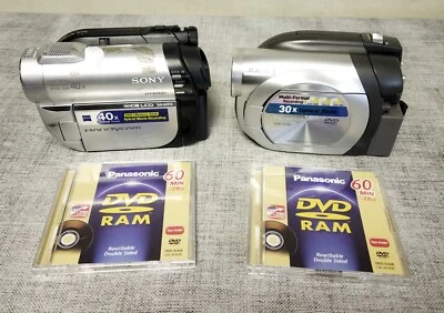 Sony Handycam DCR-DVD110E DVD Pro Camcorder + Panasonic VDR-D100 DVD Camcorder - Image 1 of 4