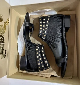 Burberry Gladiator Black Pabbled Leather Sandals.New 39.5 - Picture 1 of 13