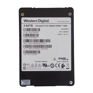 WD Ultrastar SN640 3.84TB SSD 2.5" PCIe U.2 3.0 NVMe WUS4BB038D7P3E1 90%+ Health - Picture 1 of 4
