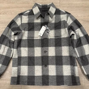 Uniqlo Jacket Mens Large Grey Chore Overshirt Shacket Utility Check Plaid NWT - Picture 1 of 10