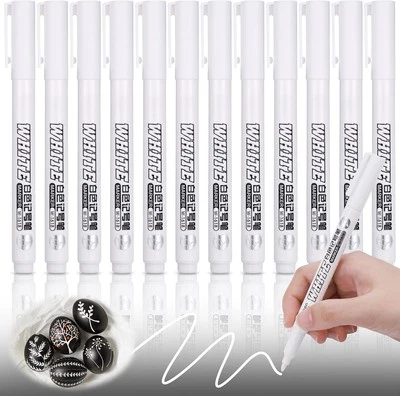 JIANTA Acrylstifte, 12 Stück Acrylmarker Weiß, 1mm Fine Tip Permanent Marker W