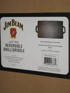 JIM BEAM Doppelseitige Gusseisen Grillplatte/Grill Wendeseiten Neu! - Bild 1 von 3
