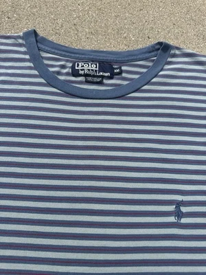 Винтажная футболка 90-х Polo Ralph Lauren в полоску размер 2XL одинарный шов логотип пони - Изображение 1 из 4