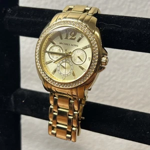 Michael Kors Gold Tone Chrono Watch Diamond Style Accent New Battery MK5691 - Picture 1 of 8