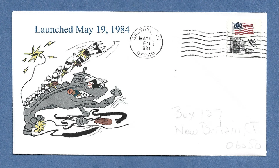 U.S.S ALABAMA  SUBMARINE LAUNCH MAY 19,1984 GROTON  NAVAL COVER - Image 1 of 1
