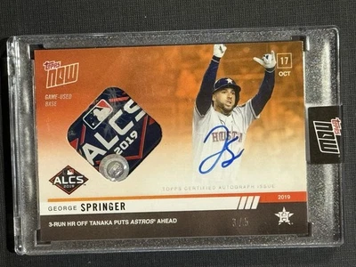 2019 Topps Now #1024D George Springer Auto 3/5 Orange Game-used  Base Relic - Image 1 of 2