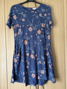 FatFace Women's Simone Jersey Dress 14 Blue Patterned BNWOT - Picture 1 of 5