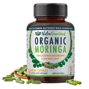 Organic Pure Moringa Leaf Capsules - Australian Grown - (720mg), 60 Vegan Capsul - Picture 1 of 9
