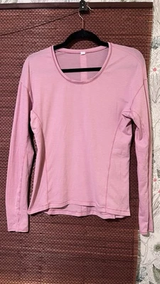 Lululemon Dolman Long Sleeve Striped Crewneck Top Pink Size 6 Lightweight Gym - Image 1 of 4