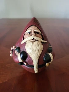 Roly Poly Teardrop Resin Santa Claus in Red holding Toys Old World Style - Picture 1 of 19