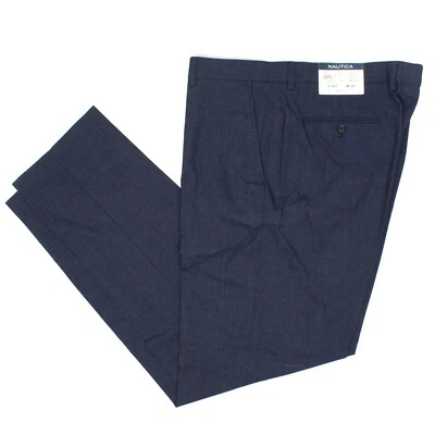 Новый с Ярлыками Nautica мужской платье брюки 38 x 33 (40») темно-морской синий Minicheck брюки - Изображение 1 из 4