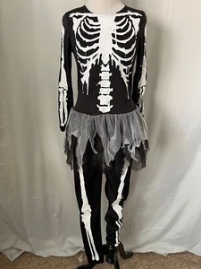 Girls Black/White Skeleton Tulle Bottom Top and Pant Halloween Costume - Picture 1 of 12