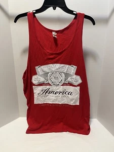 Camiseta sin mangas USA Budweiser Anheuser-Busch AMERICA gráfica roja blanca para hombre talla L - Imagen 1 de 9