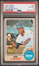 1968 TOPPS MILTON BRADLEY #80 ROD CAREW - TWINS HOF - PSA 6 EX-MT - GREAT CARD